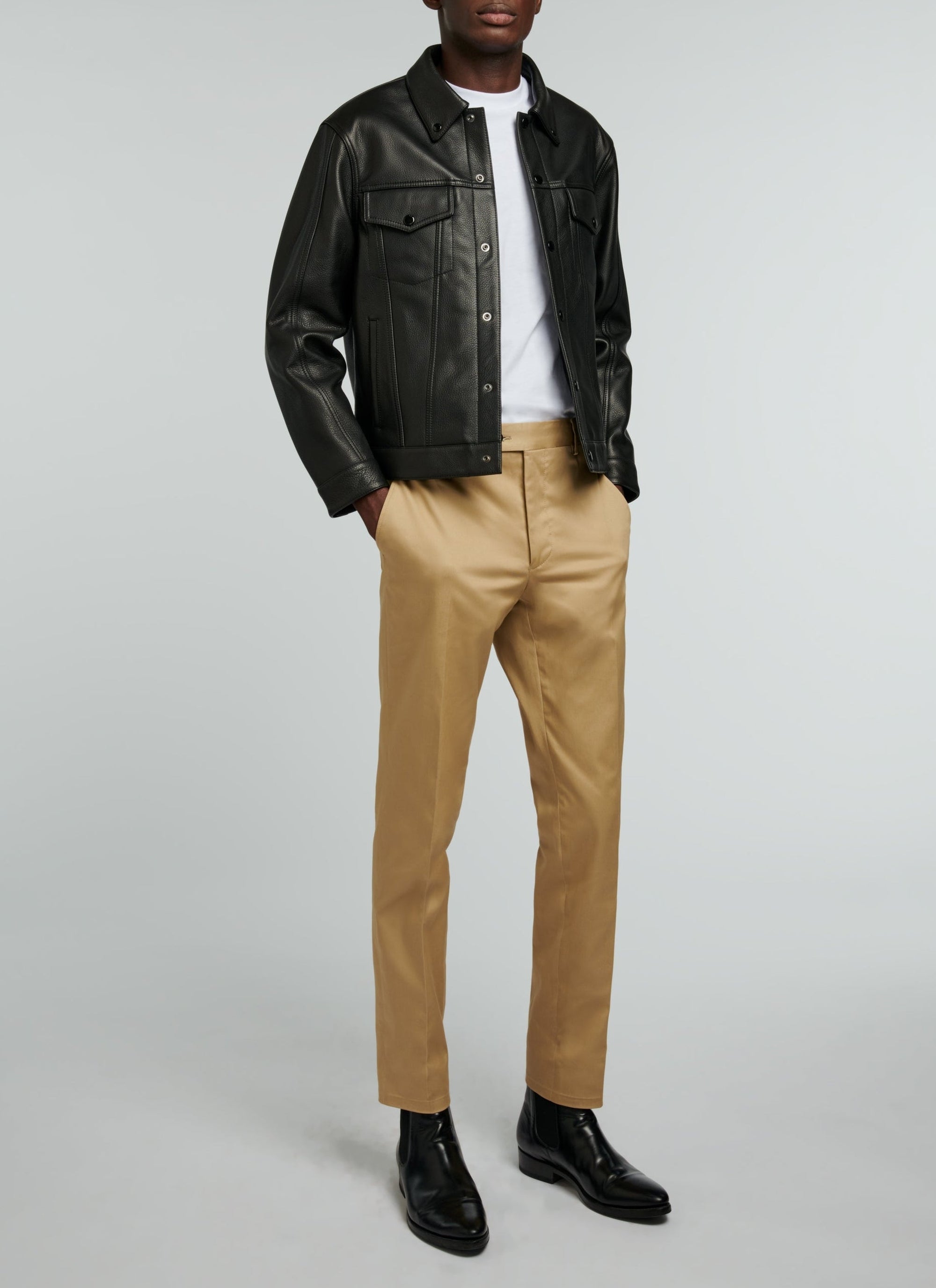 Blouson en cuir grainé - Noir