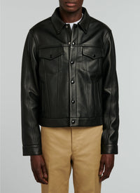 Blouson en cuir grainé - Noir