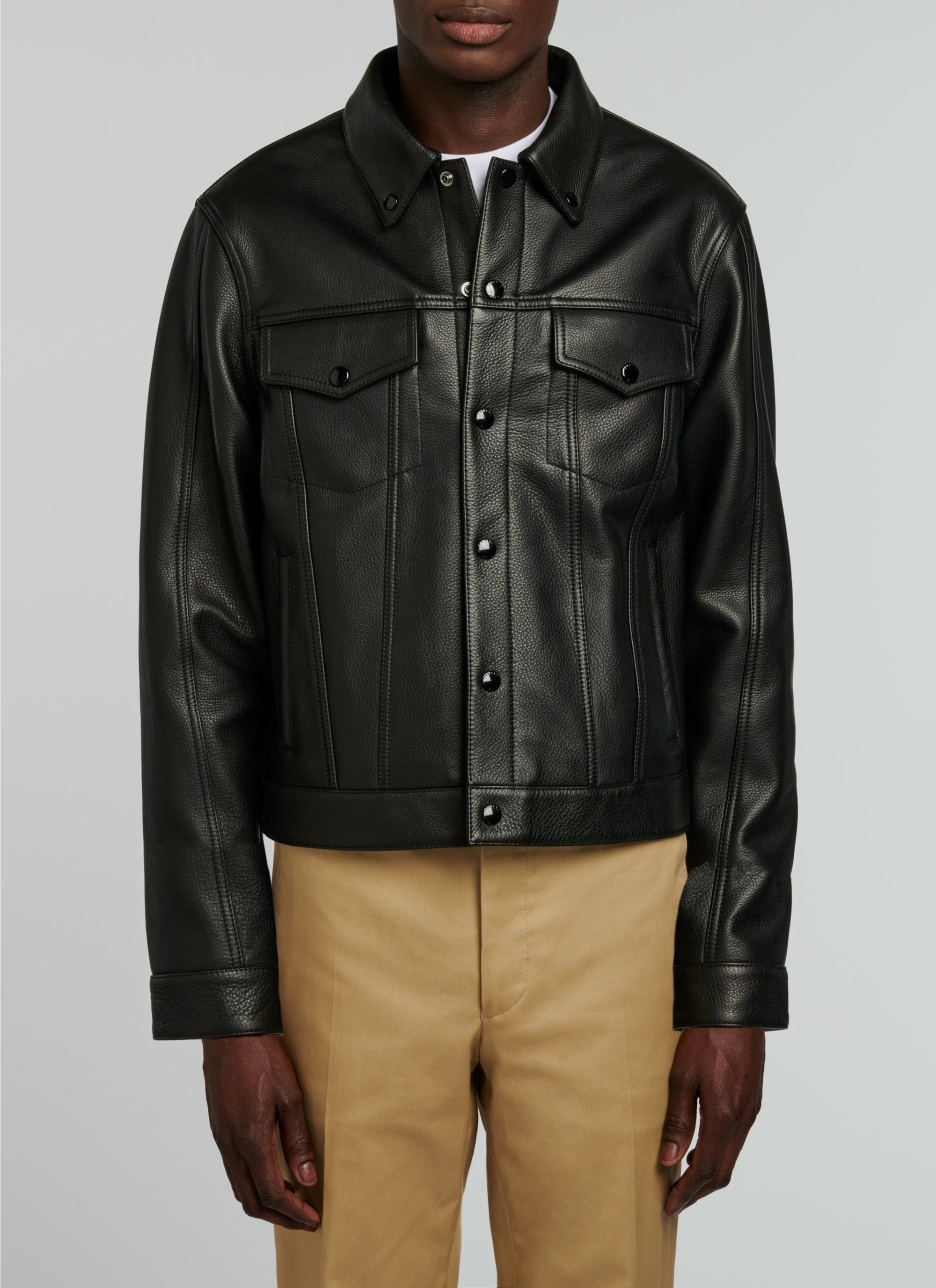 Blouson en cuir grainé - Noir