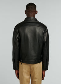 Blouson en cuir grainé - Noir