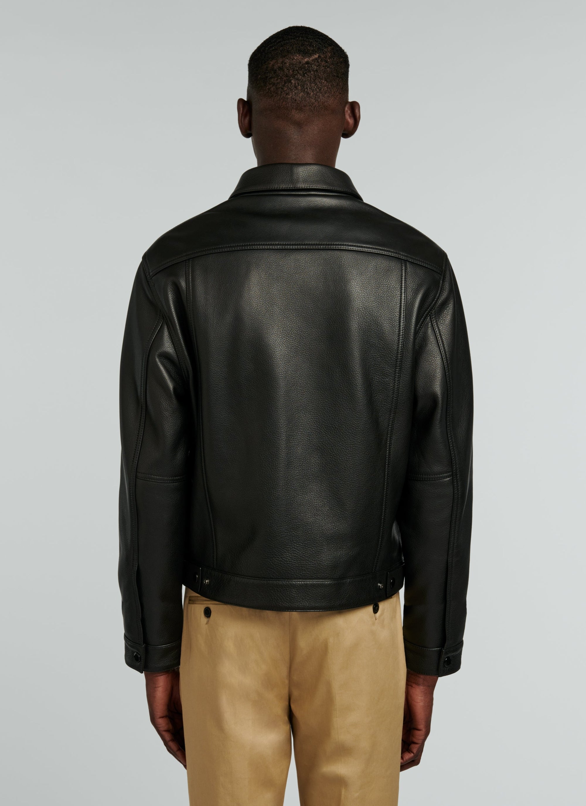 Blouson en cuir grainé - Noir