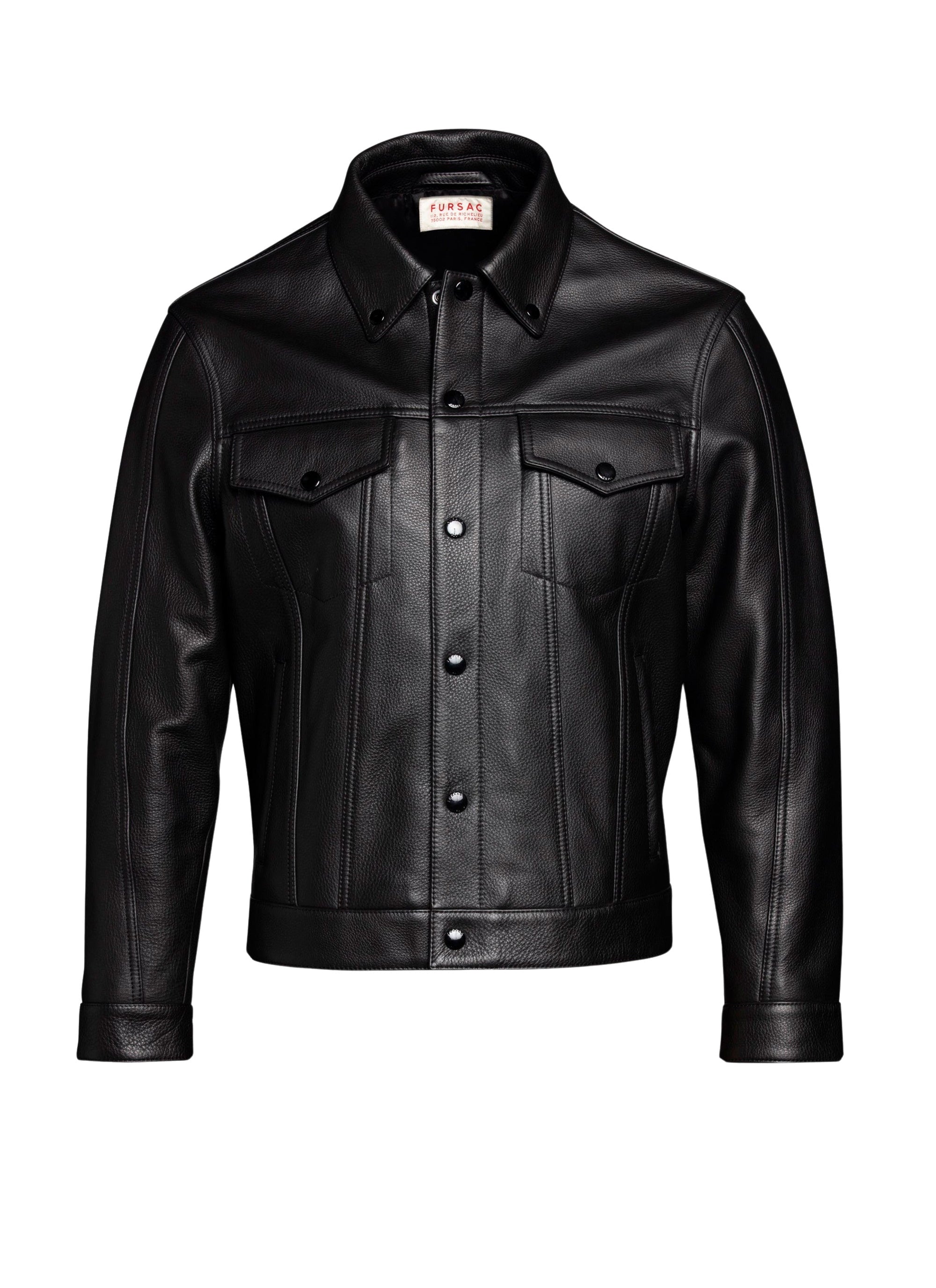 Blouson en cuir grainé - Noir