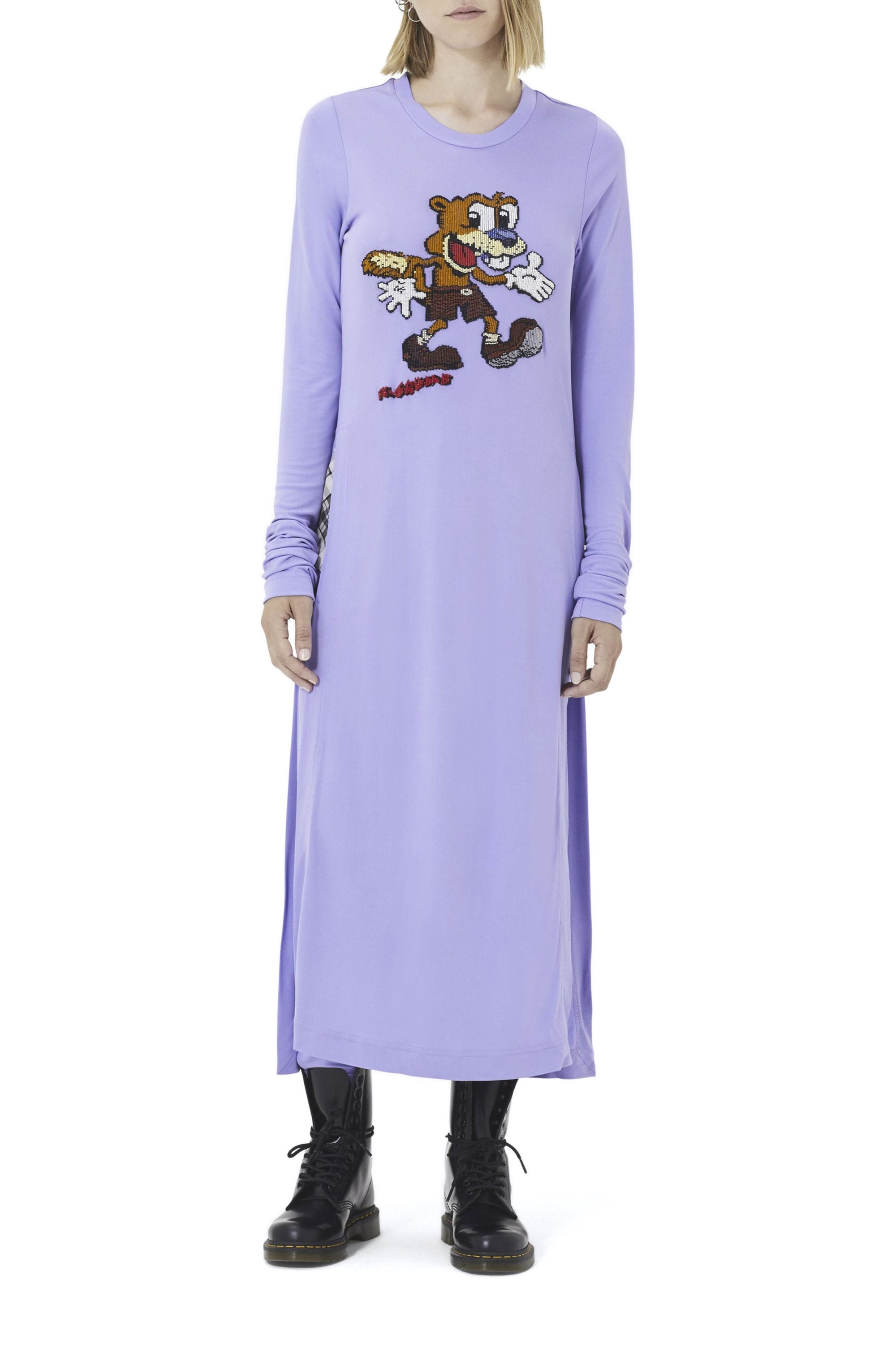 ZZNOSTOCK_Robe longue à perles en maille - Lavender