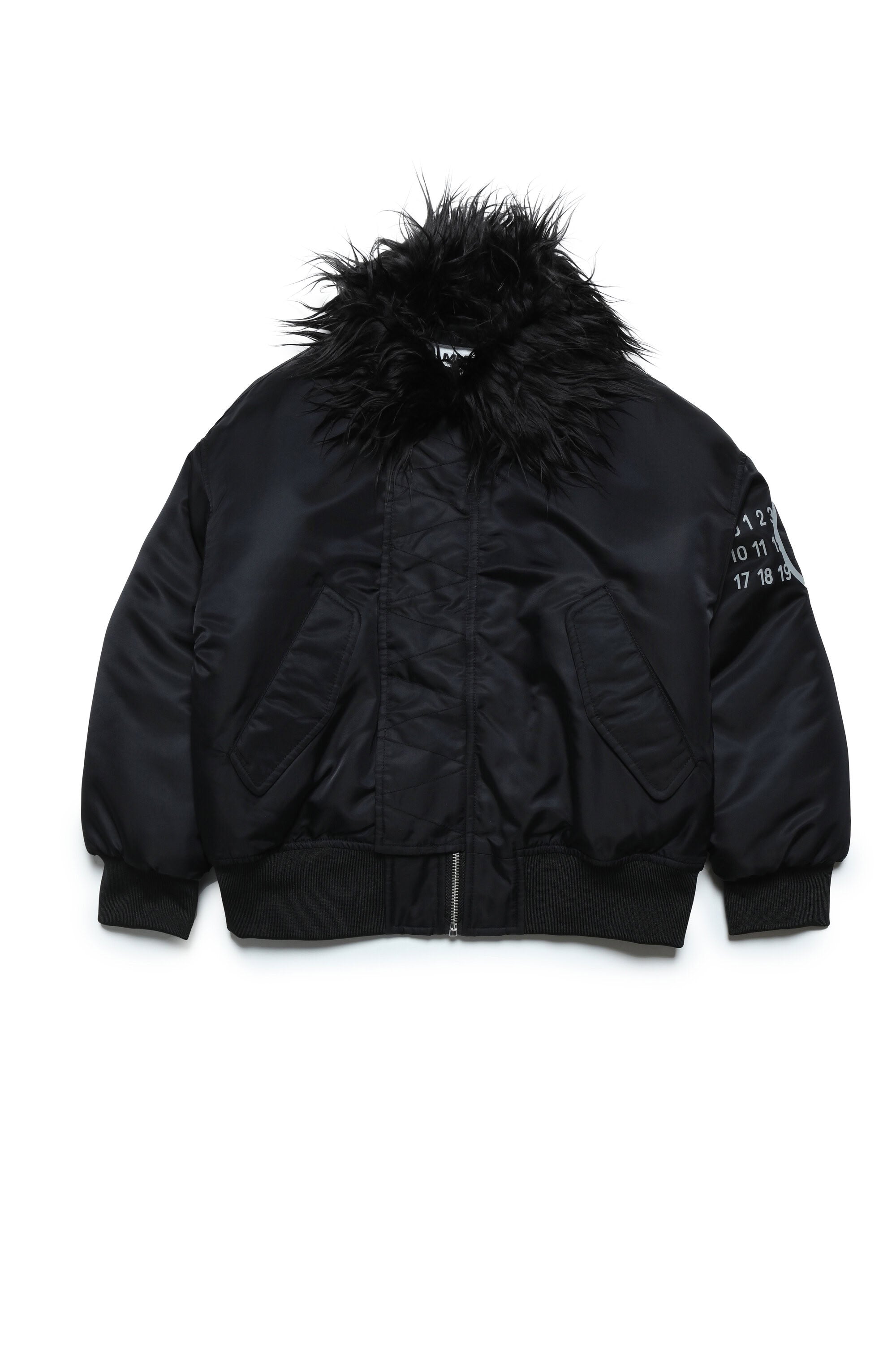 Zip bomber with fur collar - Black
