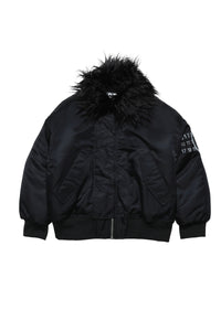 Zip bomber with fur collar - Black