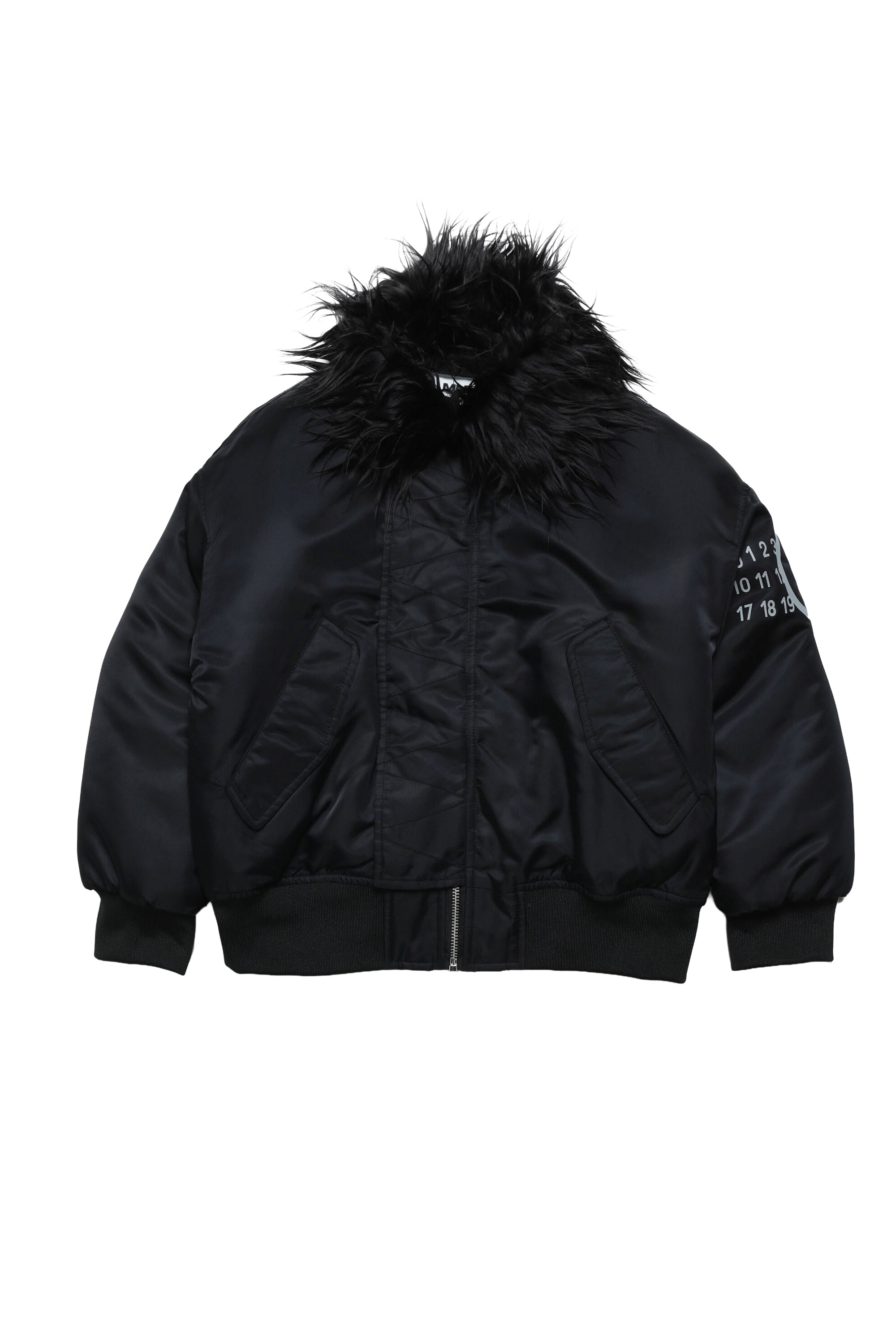 Zip bomber with fur collar - Black