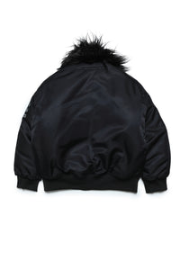 Zip bomber with fur collar - Black