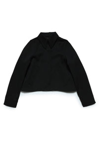 Wool blend stand-up collar jacket - Black