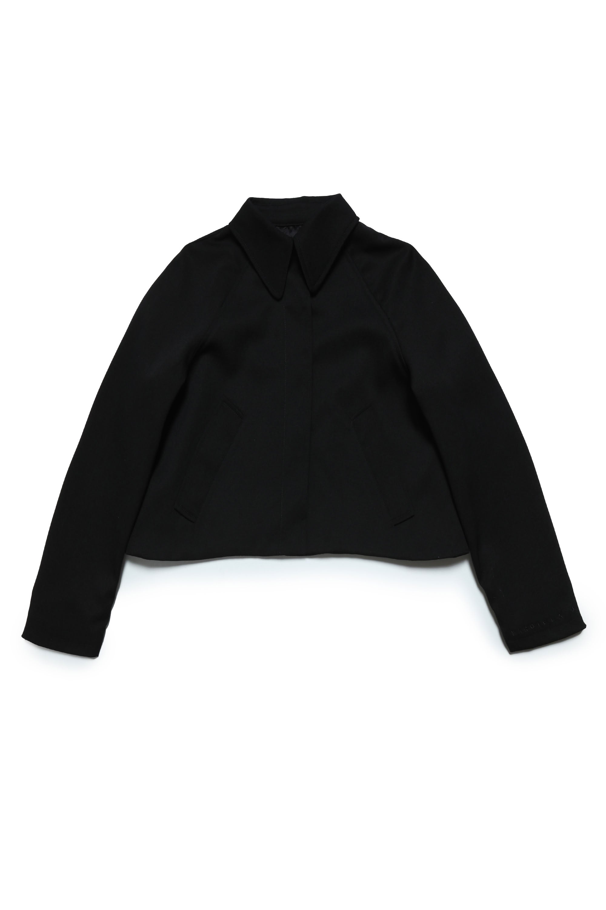 Wool blend stand-up collar jacket - Black