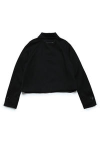 Wool blend stand-up collar jacket - Black