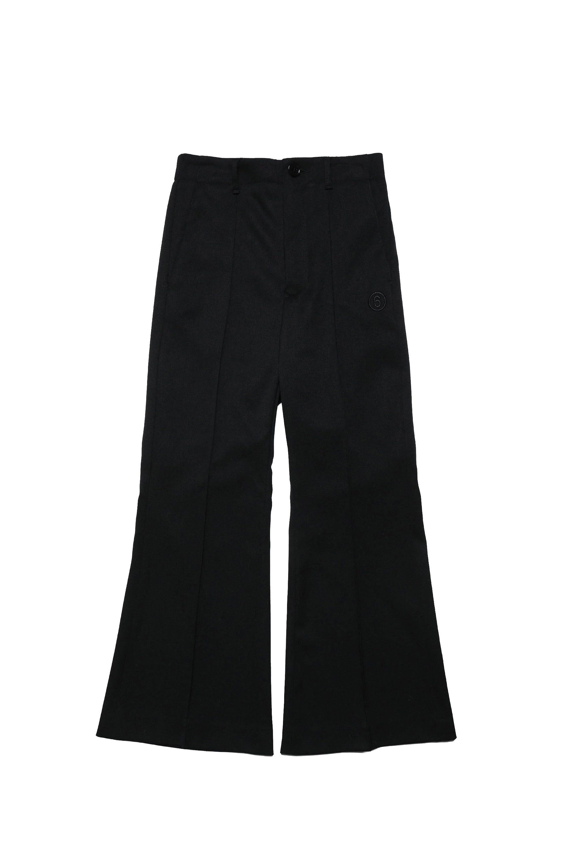 Pantalon évasé en laine mélangée - Black