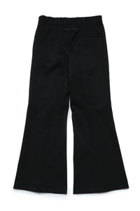 Pantalon évasé en laine mélangée - Black