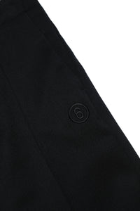 Pantalon évasé en laine mélangée - Black