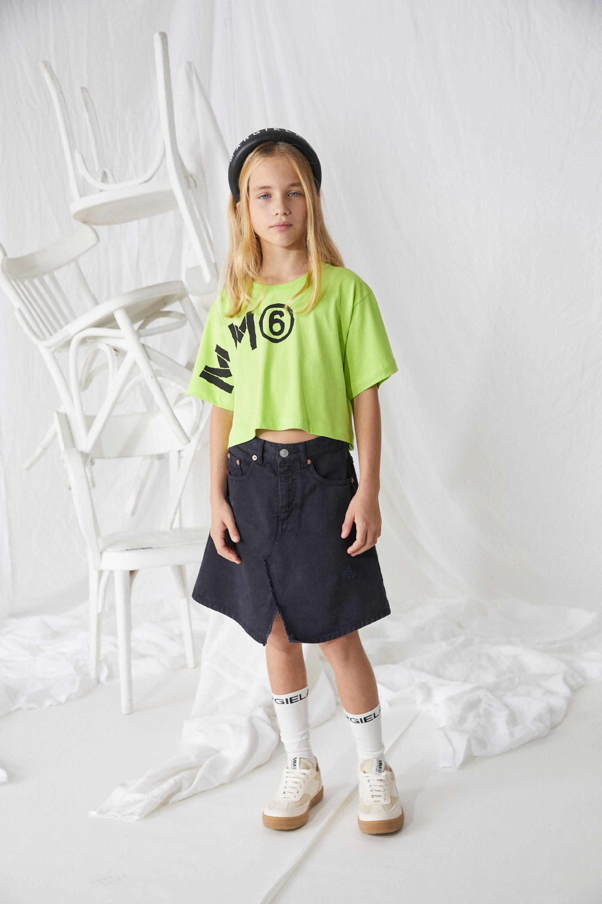 Jupe fendue à poches en denim - Black