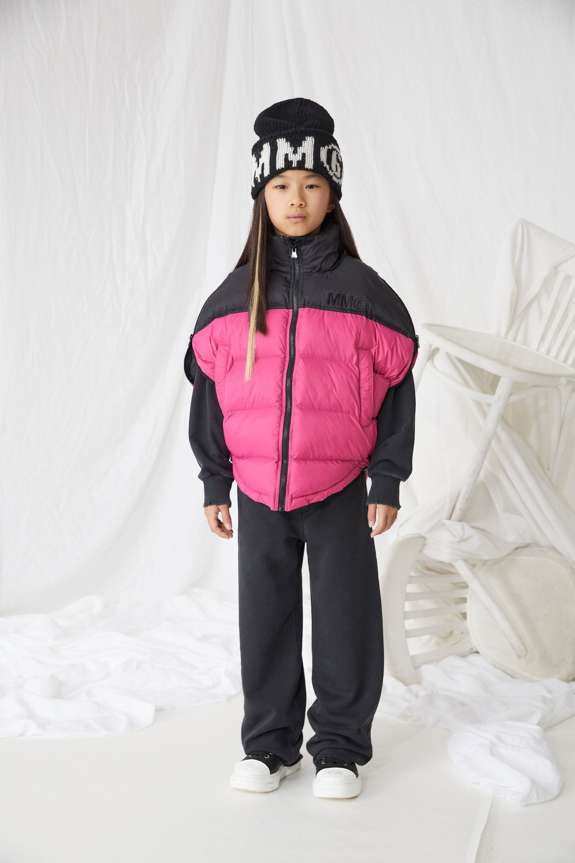 Round quilted jacket with zip - Deep Pink