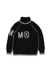 Pull à imprimé jacquard en laine mélangée - Black