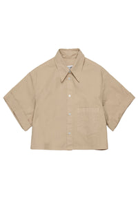 Short-sleeved button-down shirt - Dusty Taupe