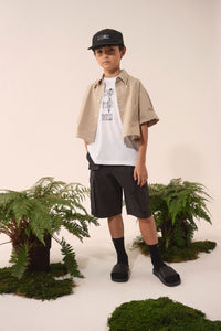 Short-sleeved button-down shirt - Dusty Taupe