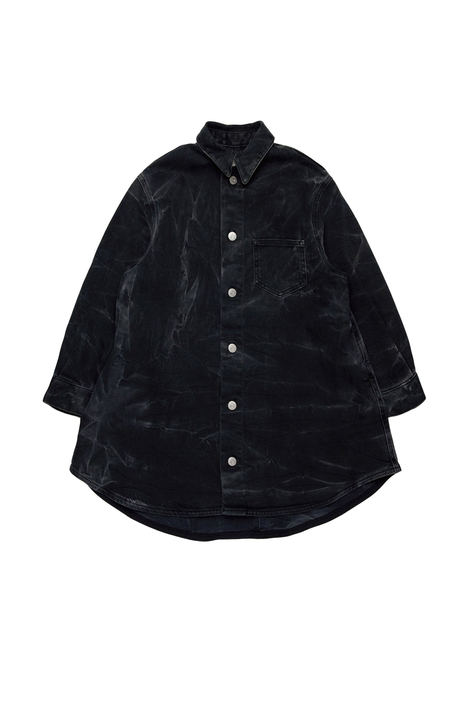 Button-front shirt dress - Black Denim