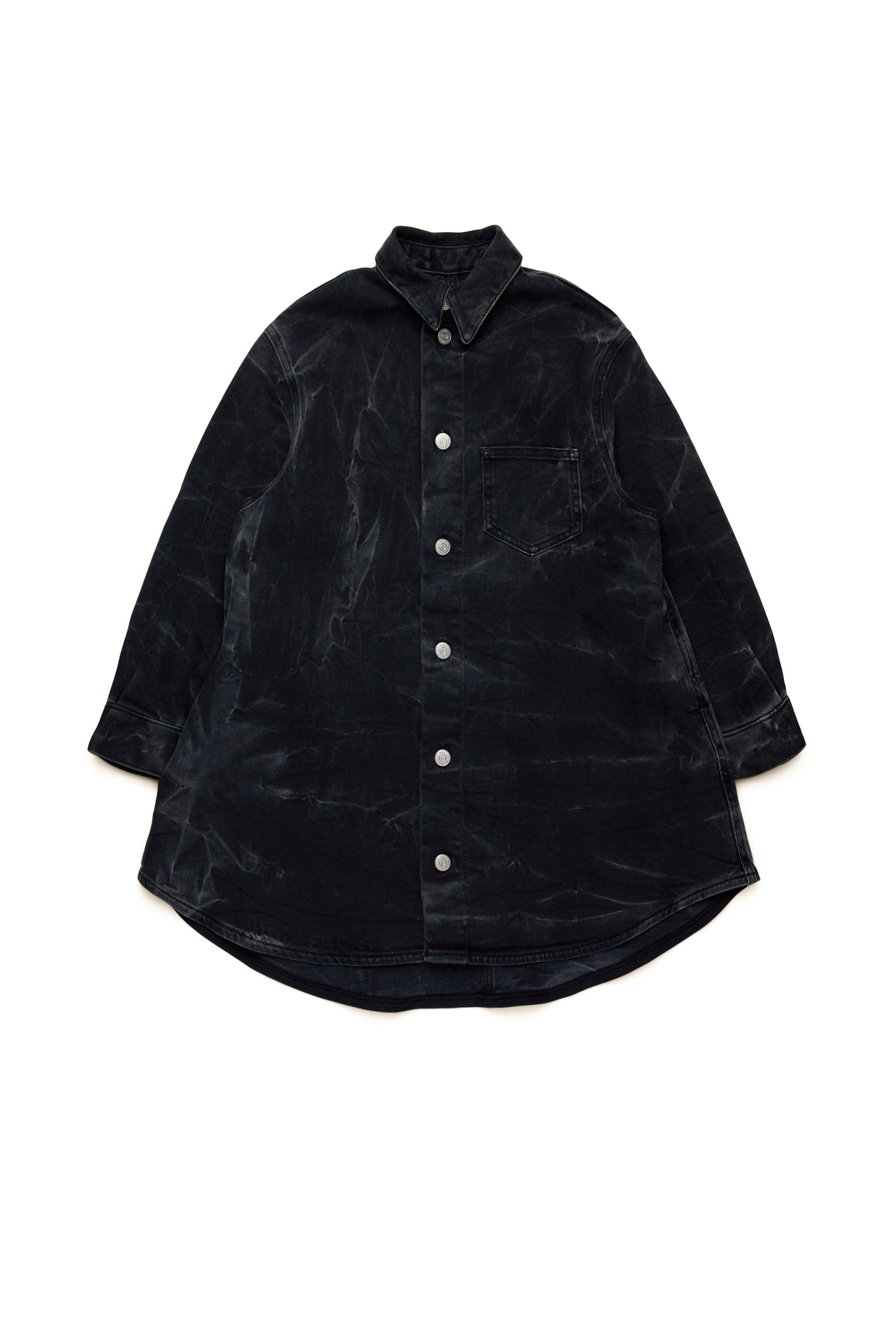 Button-front shirt dress - Black Denim