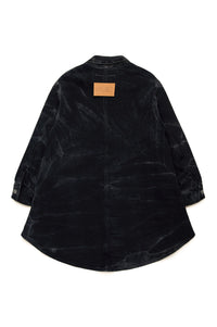 Button-front shirt dress - Black Denim