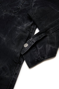 Button-front shirt dress - Black Denim