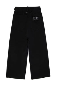 Pantalon à taille élastiquée en denim - Black