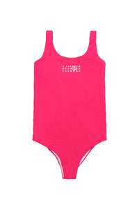 One-piece swimming costume with thin straps - Super Pink