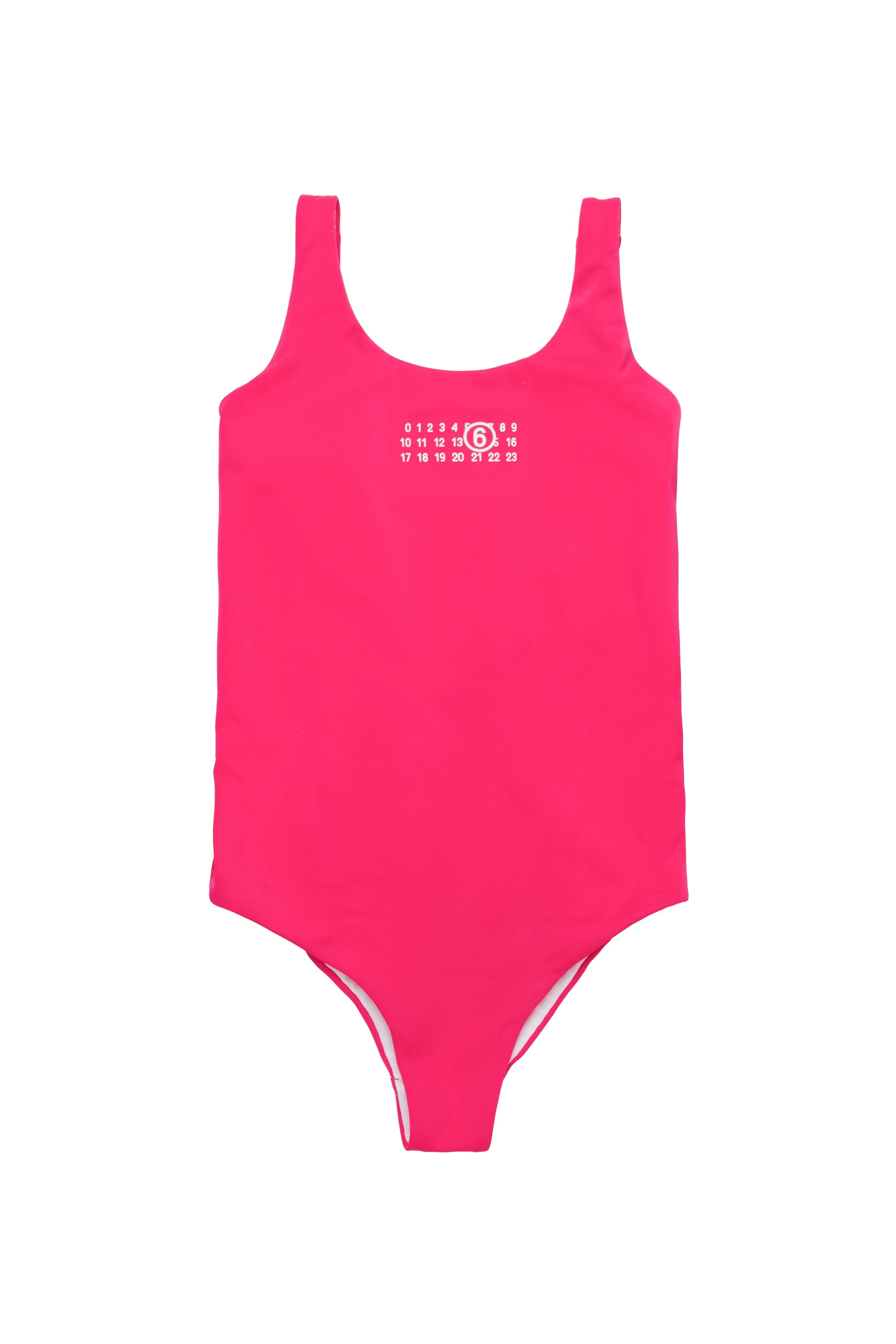 One-piece swimming costume with thin straps - Super Pink