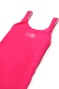One-piece swimming costume with thin straps - Super Pink