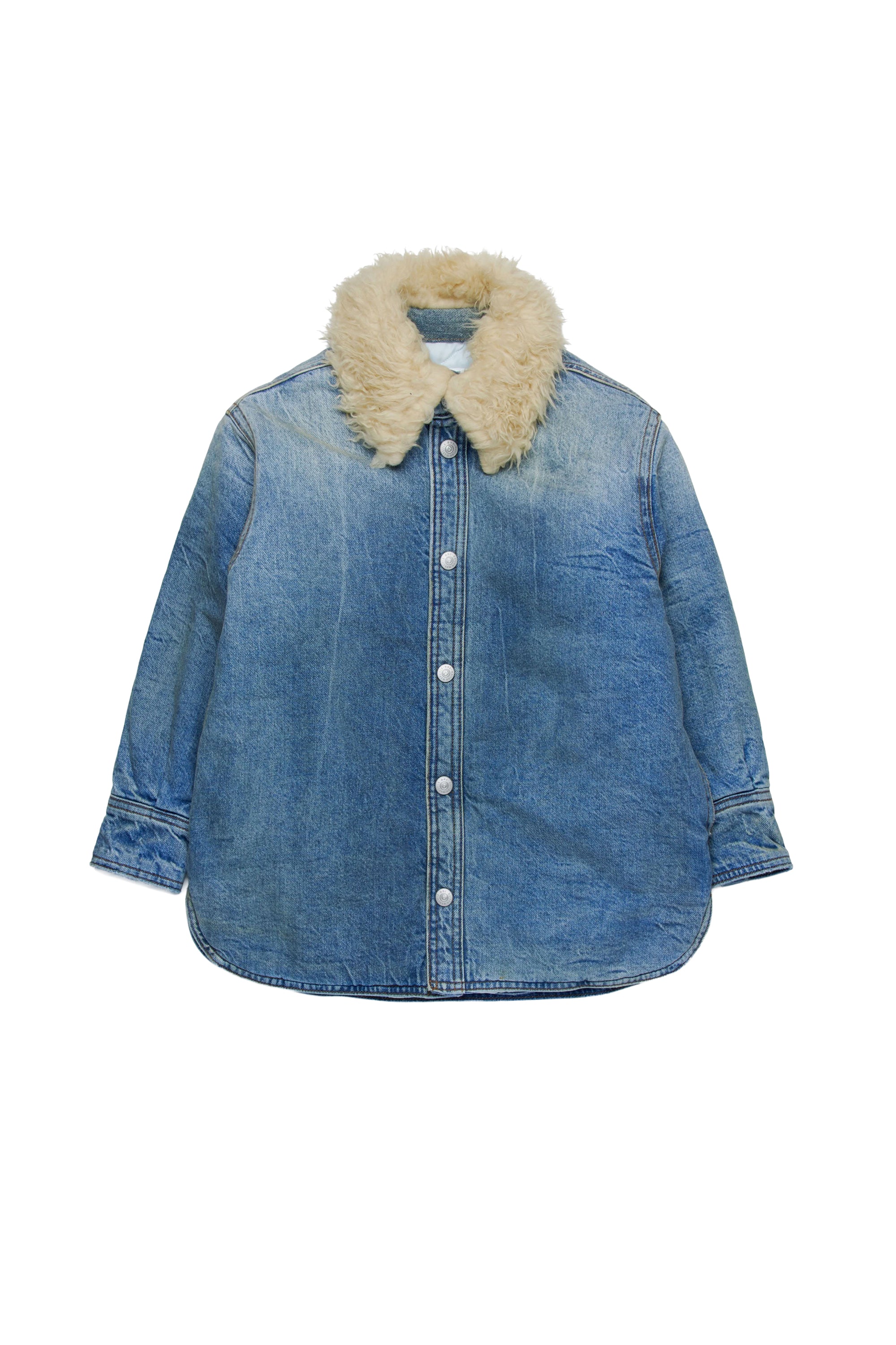 Denim jacket with fur collar - Blue Denim