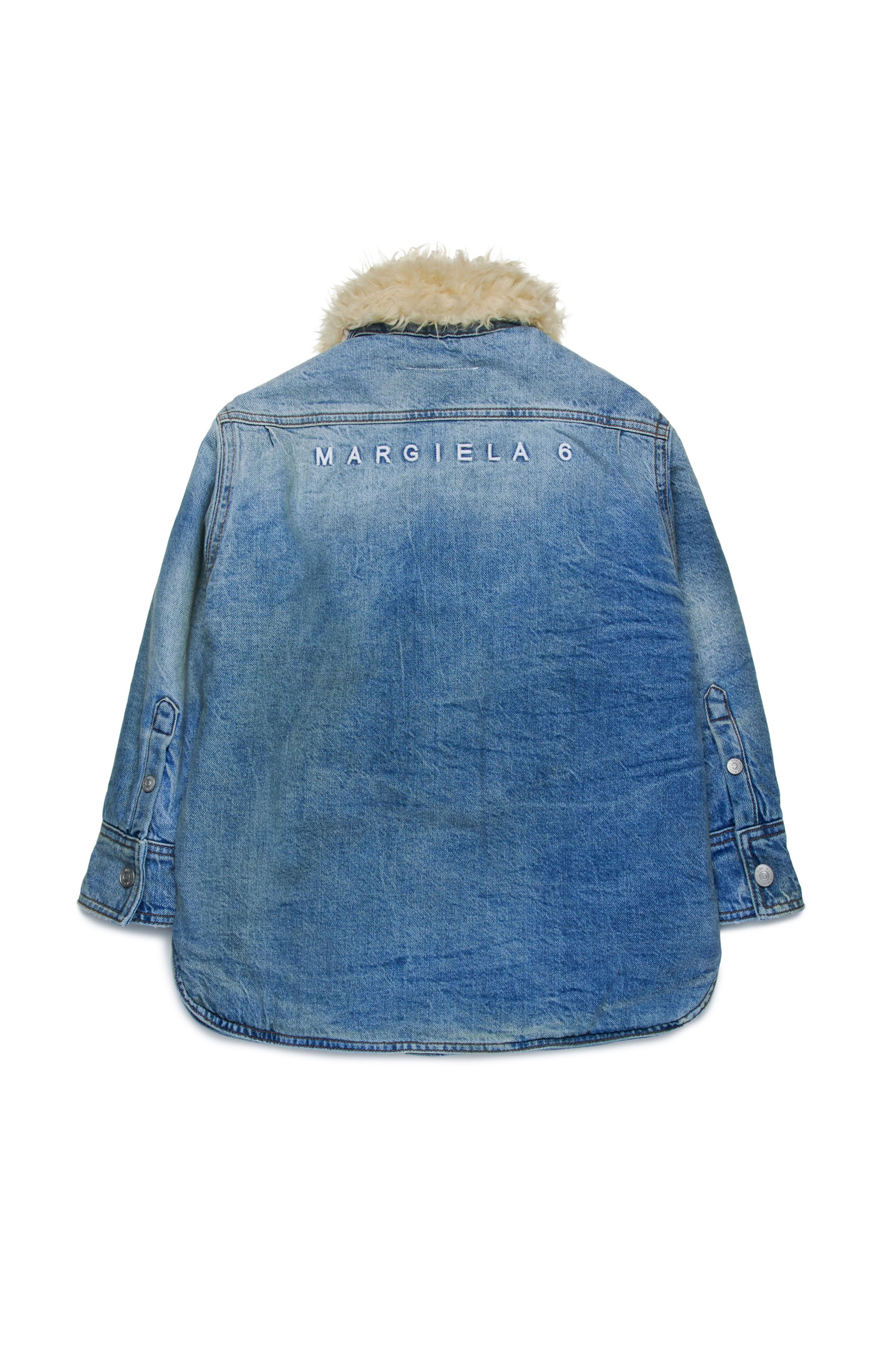 Denim jacket with fur collar - Blue Denim