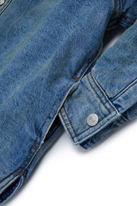 Denim jacket with fur collar - Blue Denim