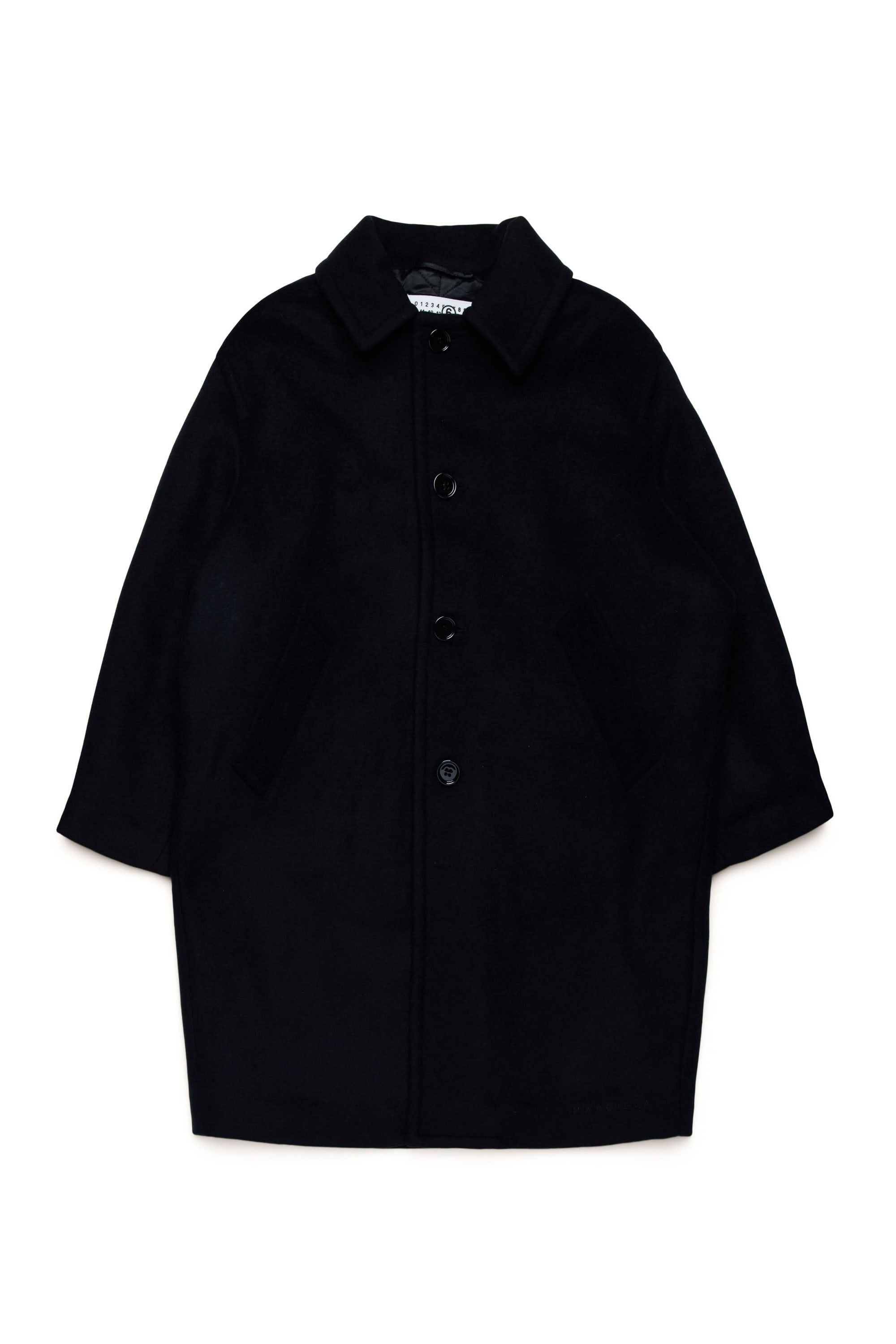 Wool button coat - Black