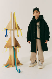 Wool button coat - Black