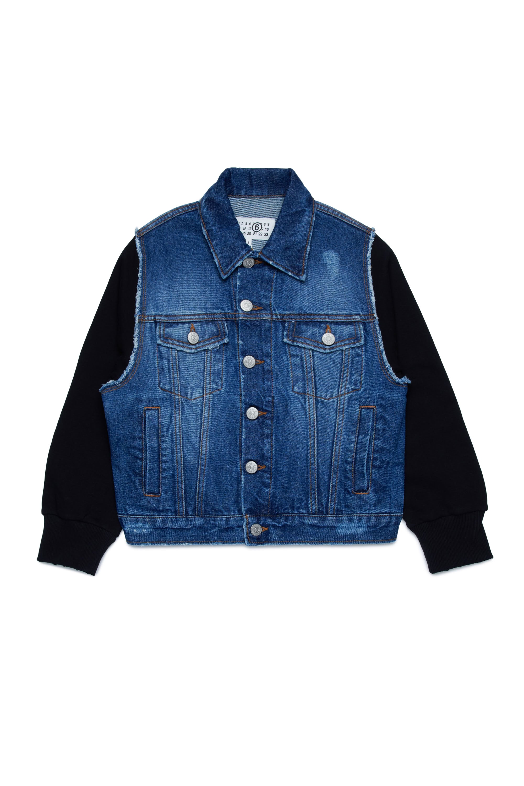 Veste à manches molletonnées en denim - Blue Denim & Black