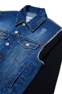 Veste à manches molletonnées en denim - Blue Denim & Black