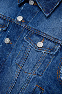 Veste à manches molletonnées en denim - Blue Denim & Black