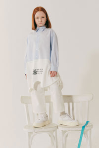 Asymmetric dress - Blue & Natural White
