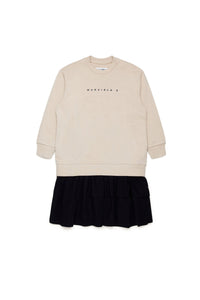 Oversized ruffled dress - Desert & Black