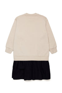 Oversized ruffled dress - Desert & Black