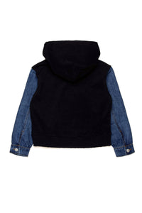 Sweat à capuche bimatière - Blue Denim & Black