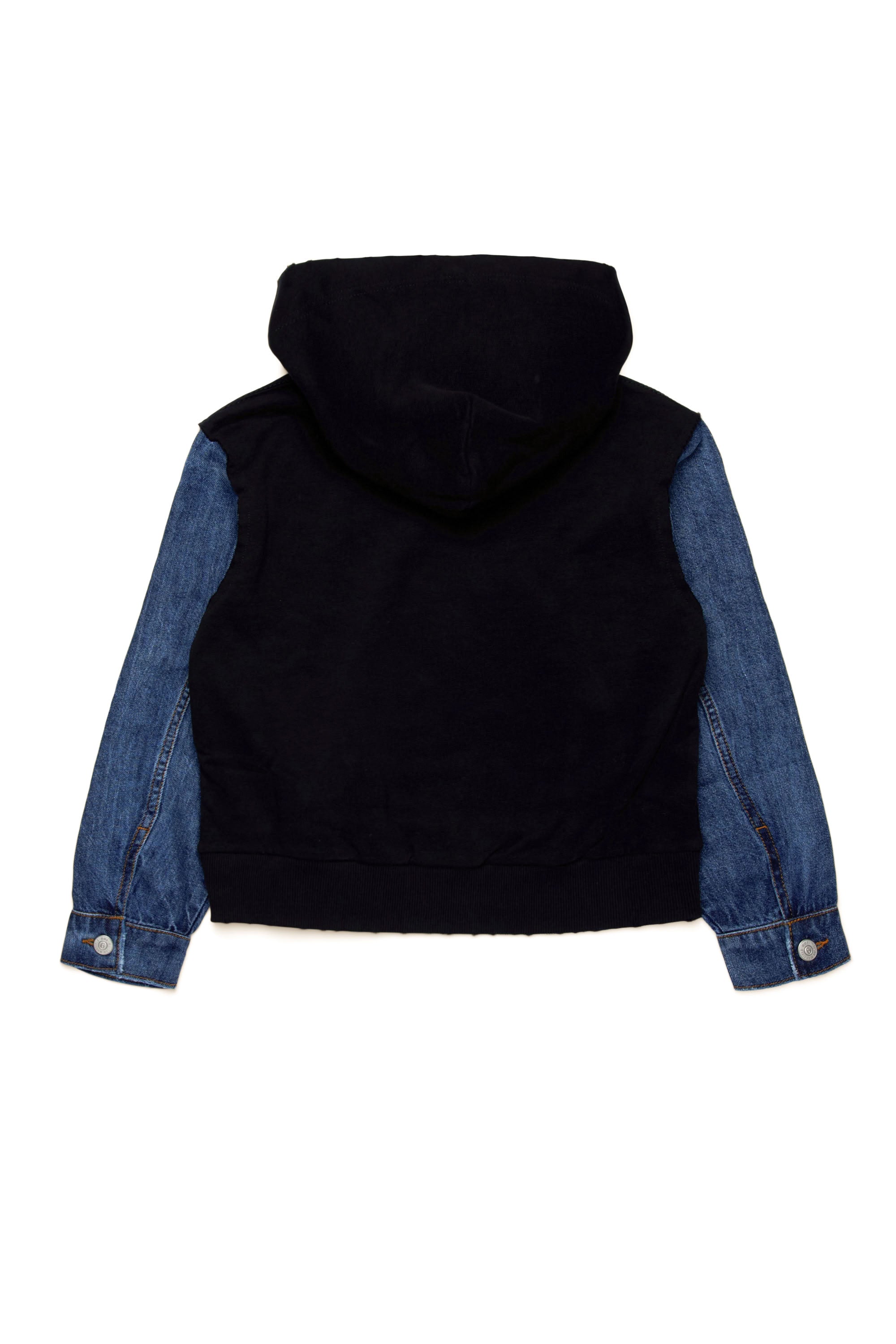 Sweat à capuche bimatière - Blue Denim & Black