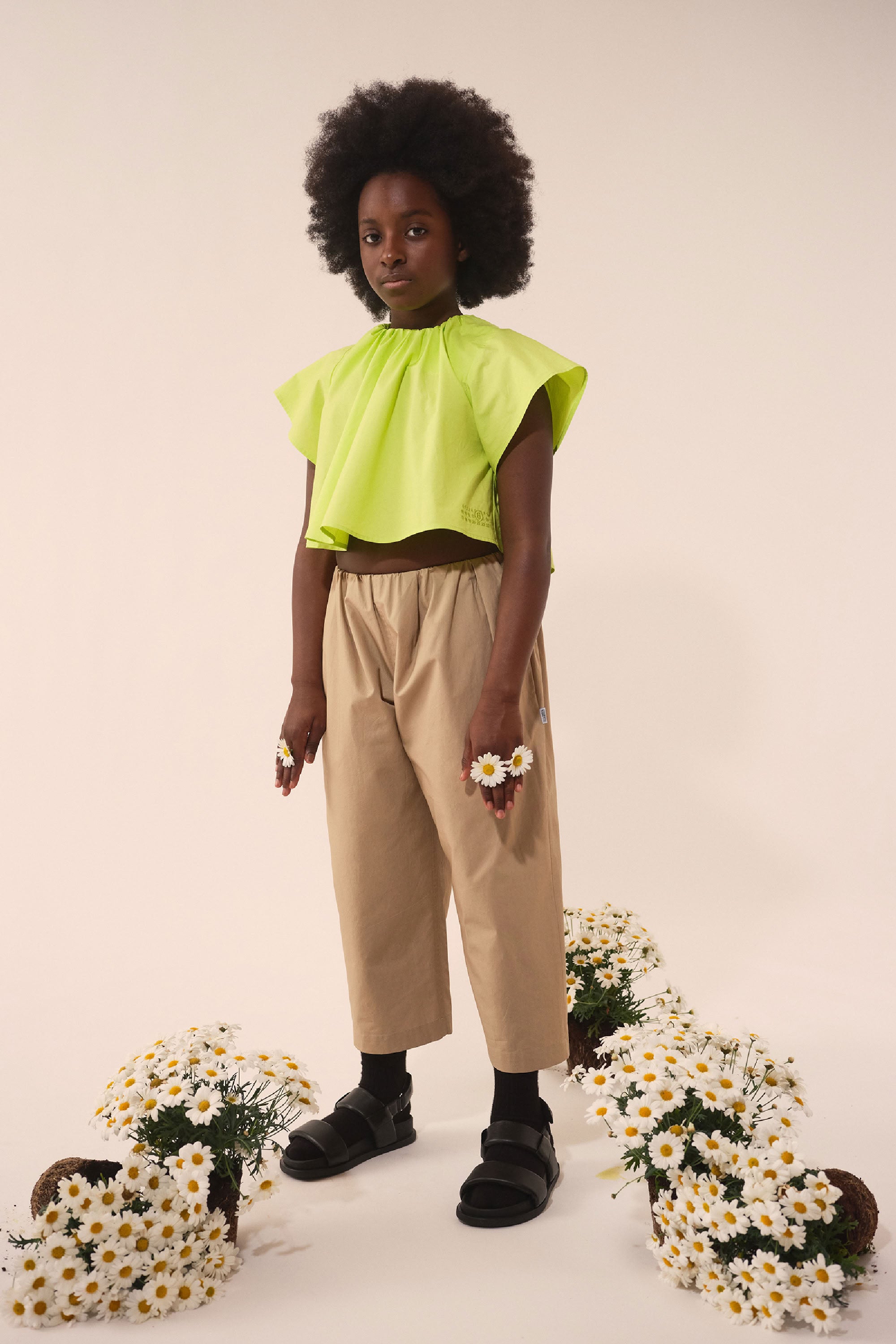 Flared shirt with ruffles - Neon Green