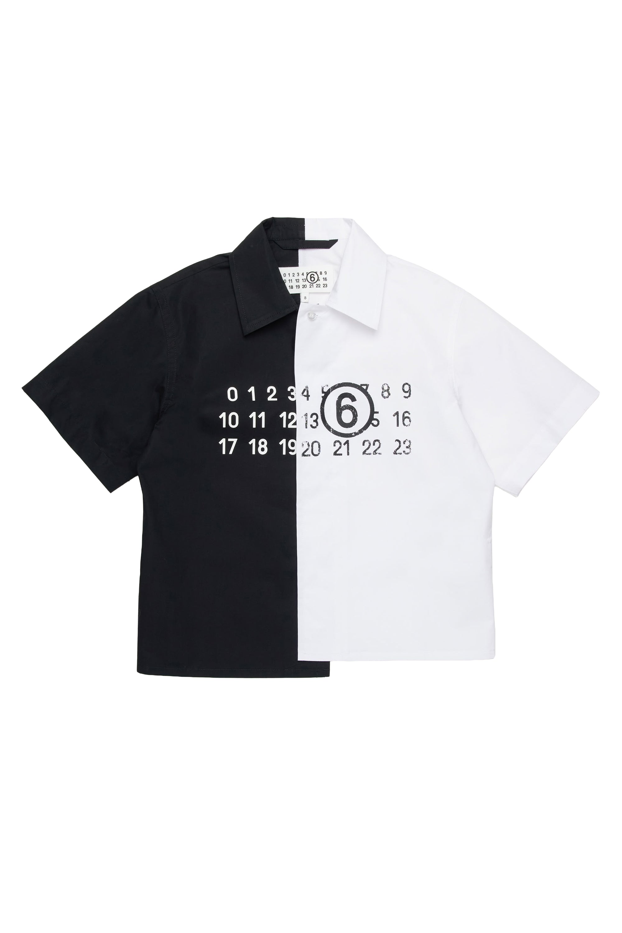 Asymmetric short-sleeved shirt - Black & White