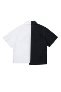 Asymmetric short-sleeved shirt - Black & White