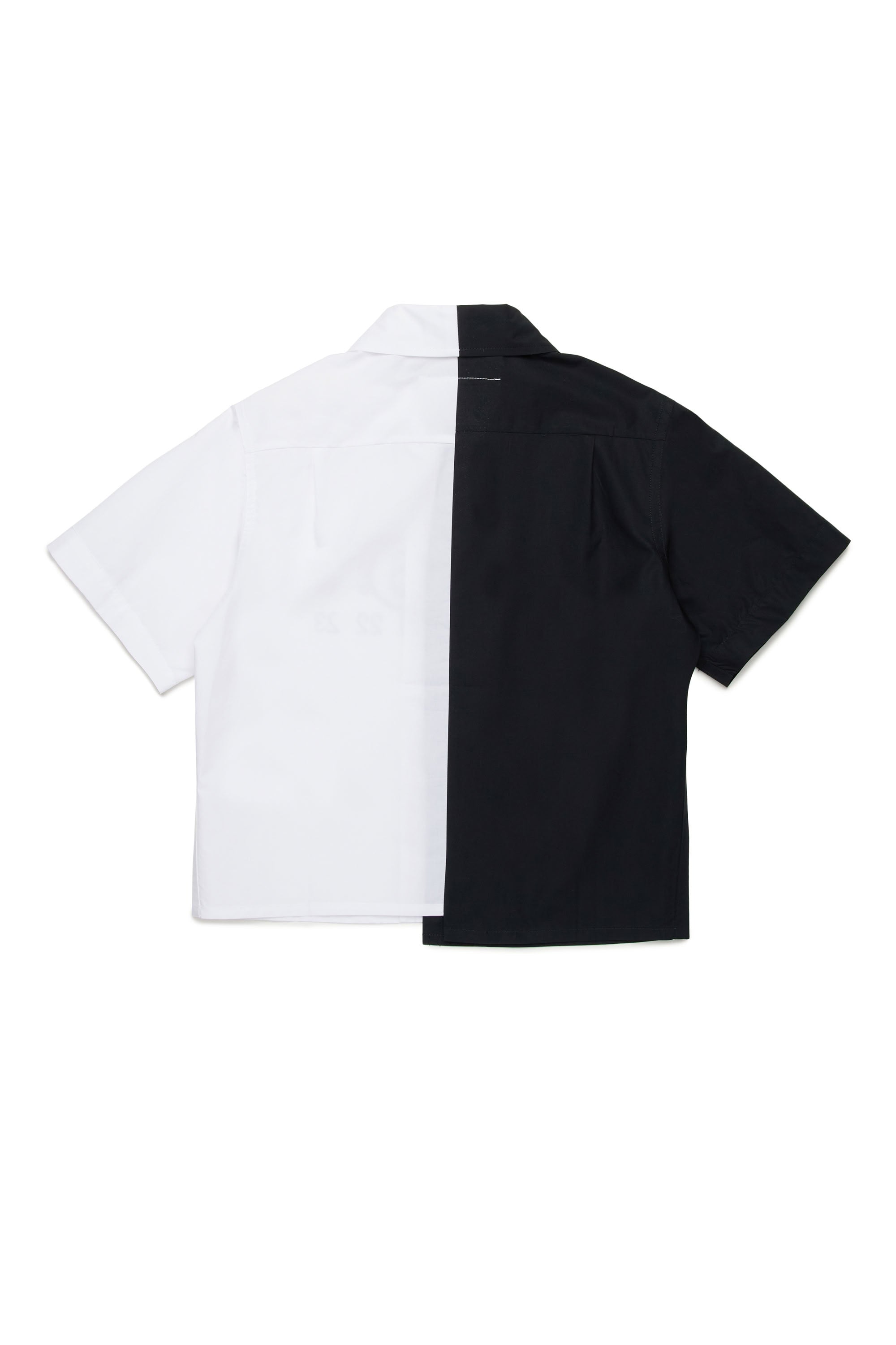Asymmetric short-sleeved shirt - Black & White
