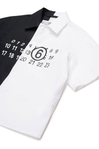 Asymmetric short-sleeved shirt - Black & White