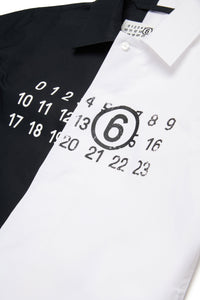 Asymmetric short-sleeved shirt - Black & White
