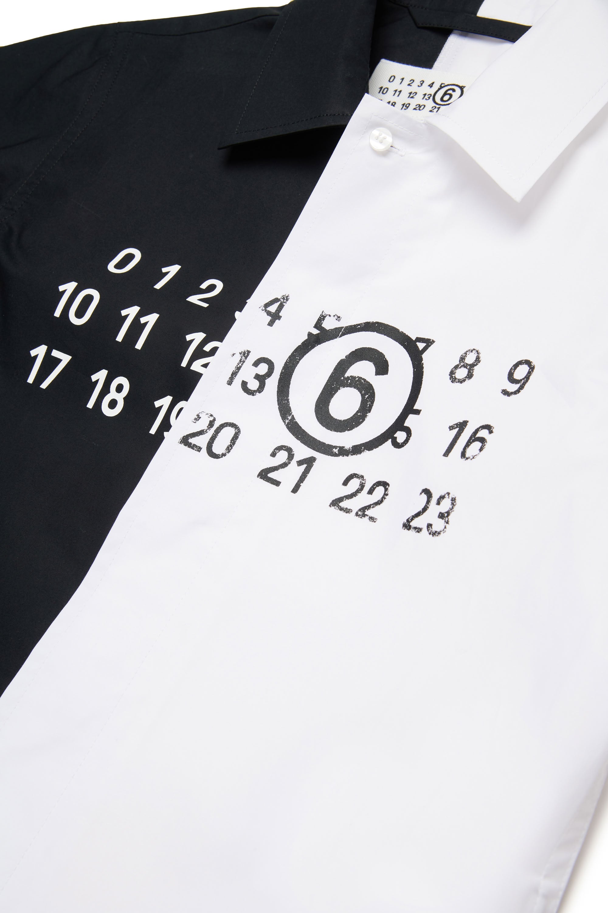 Asymmetric short-sleeved shirt - Black & White